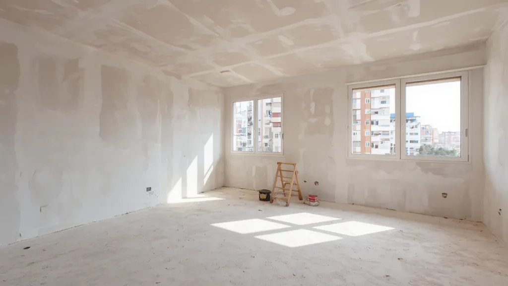 Interior diáfano de un piso durante su reforma integral